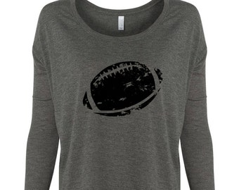 Women's Long Sleeve Football Shirt, Flowy Scoop Tee, Football Design, Women's Football Shirt, Cute Football Shirt, Football Kick, Football