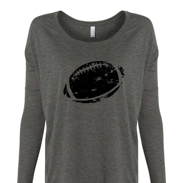 Women's Long Sleeve Football Shirt, Flowy Scoop Tee, Football Design, Women's Football Shirt, Cute Football Shirt, Football Kick, Football