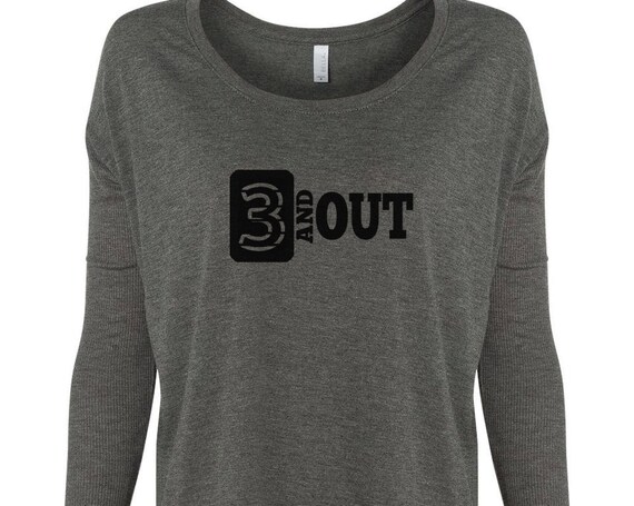 Women's Long Sleeve 3 and Out Football Shirt, Flowy Scoop Tee, Football Design, Women's Football Shirt, Cute Football Shirt, 3 and Out
