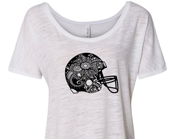 Women's Football Helmet Shirt, Scoop Slouchy Tee, Football Design, Women's Football Shirt, Cute Football Shirt, Football Helmet, Flowers
