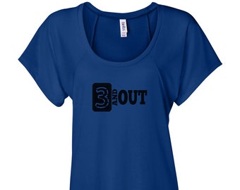 Women's Raglan 3 and Out Printed Football Shirt, Football Design,, Women's Football Shirt, Printed Shirt, Football Shirt, 3 and Out Shirt