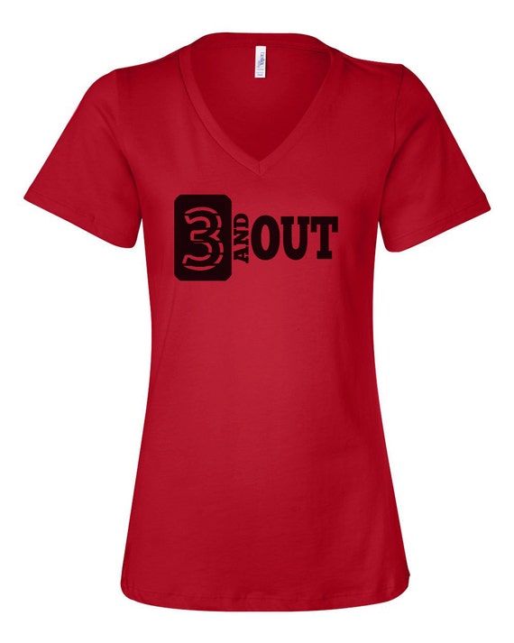 Women's Football 3 and Out Shirt, Relaxed Fit V-Neck Tee, Football Design, Women's Football Shirt, Cute Football Shirt, Football Play Tee