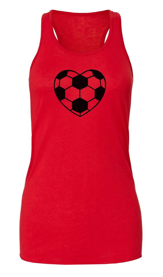 Women's Soccer Printed Tank, Soccer Heart, Racerback Tank, Women's Soccer Shirt, Printed Tanktop, Soccer Tank, Futbol Shirt, Soccer Mom