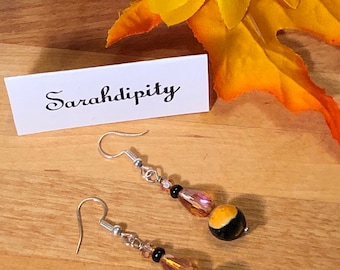 Genuine Orange Fire Agate Handmade Beaded Earrings