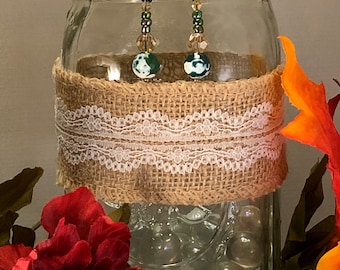 Genuine Green Fire Agate Handmade Earrings