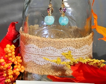 Genuine Blue Fire Agate Handmade Earrings