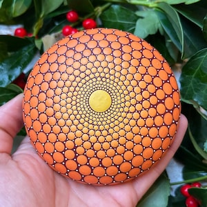 Hand Painted Mandala (made from Ceramic)  - Meditation Stone - Hand Made - Painted Stones - Decorative - Dot Art