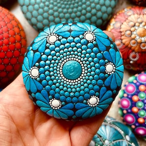 Hand Painted Mandala from Ceramic - Meditation - Hand Made - Painted Art - Decorative - Dot Art