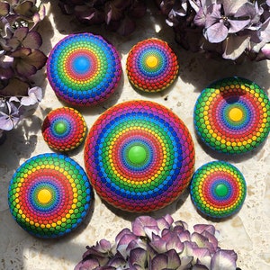 Hand Painted Mandala Stone - Meditation Stone - Hand Made - Painted Stones - Decorative - Dot Art