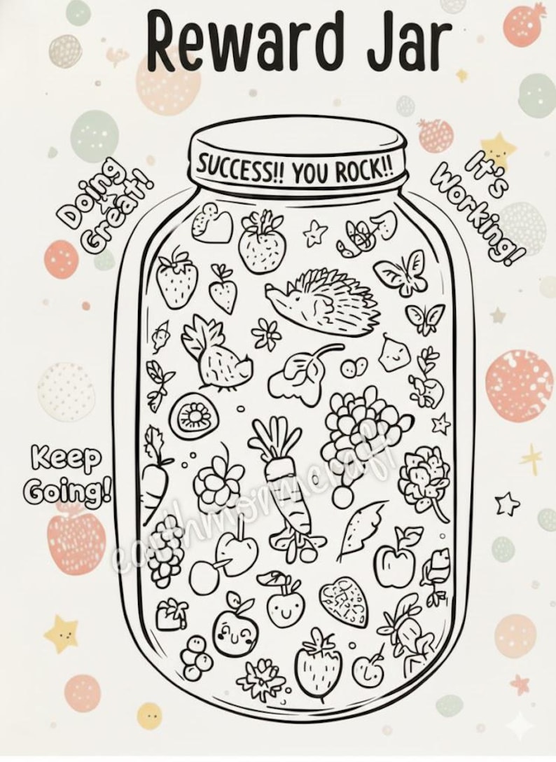 Printable Reward Jar Coloring Page | Behavior Chart for Kids or Adults ...