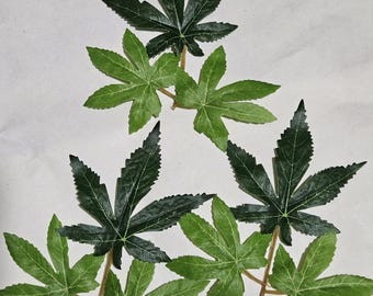 Silk Leaf Faux Weed/3 Branches of Pot Leaves for Craft Projects