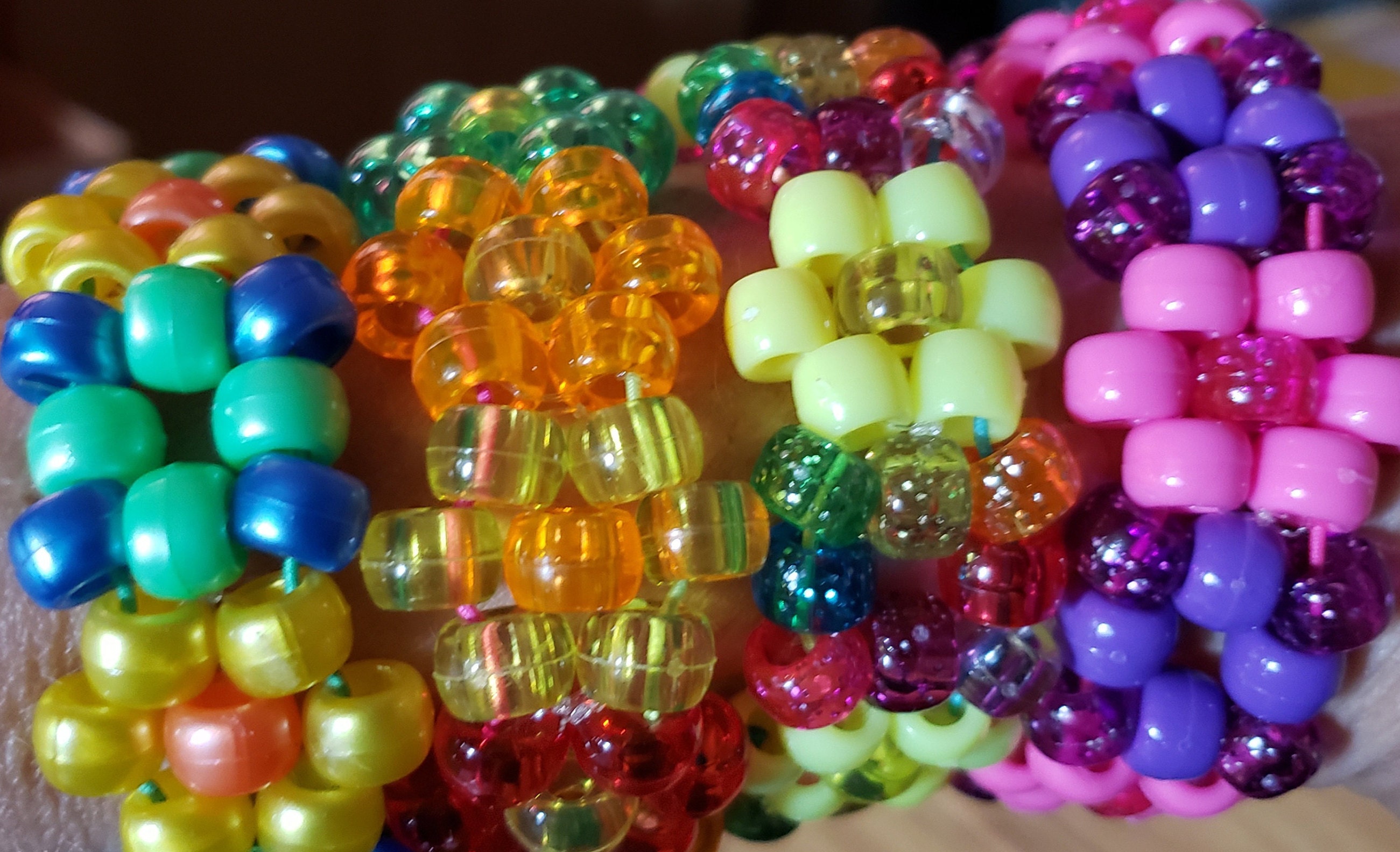 Kandi Daisy Flower Bracelet / 90s Kandi Bracelet / Pony Bead Etsy