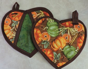 Set Of 2 Hello Pumpkin Pot Holders - Heat Resistant, Cotton, Fall Kitchen Decor