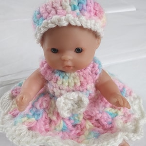 Muttertag PDF Häkelanleitung für Baby Doll Kleid mit Accessoires für 13cm Puppe,Baby Häkelkleid und Mobcap,Baby Häkelanleitung