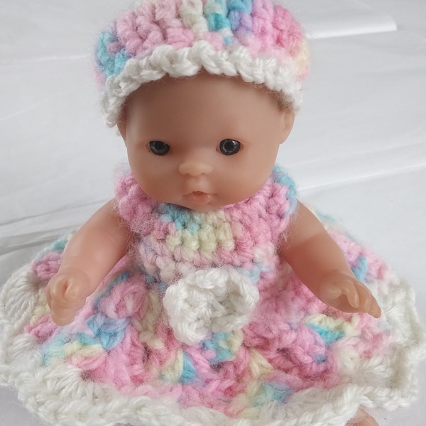 Mothers day PDF Crochet Pattern for Baby Doll Dress w/Accessories for 5" Doll,Crochet Baby Doll Dress and Mobcap,Crochet Baby Doll Pattern