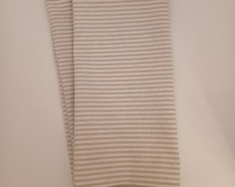 Linen Cotton Blend Kitchen Towels, Tan Ticking Stripe, Set of Two