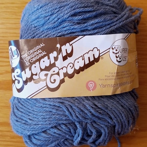 1 Ball Blue Jeans Lily Sugar &#39;n Cream Super Size Yarn, Washcloth Yarn, Scrubby Yarn, Kid&#39;s Craft Yarn