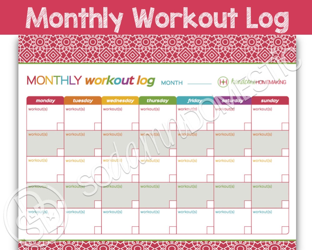Monthly Workout Log Printable Planner Letter Size 8.5 - Etsy 日本