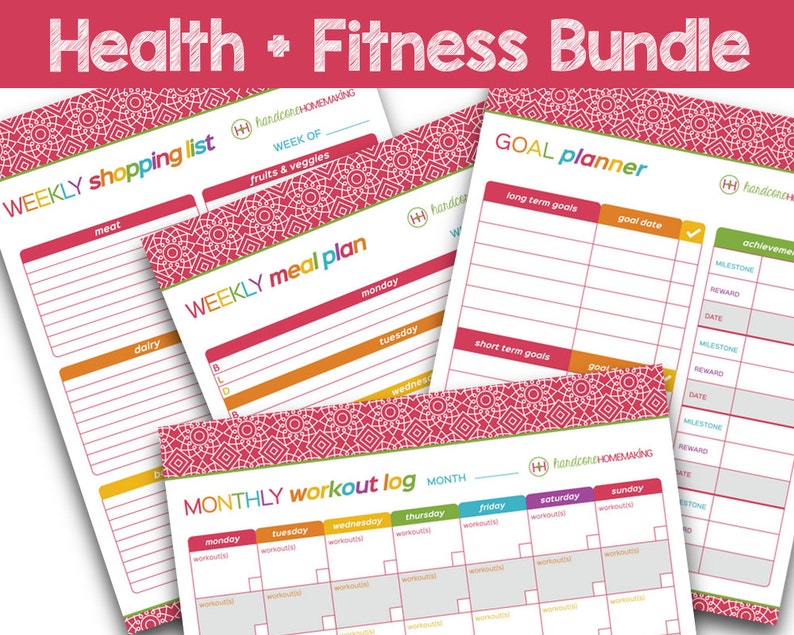 Health and Fitness Binder Bundle Save 9 Dollars Printable Planner ...
