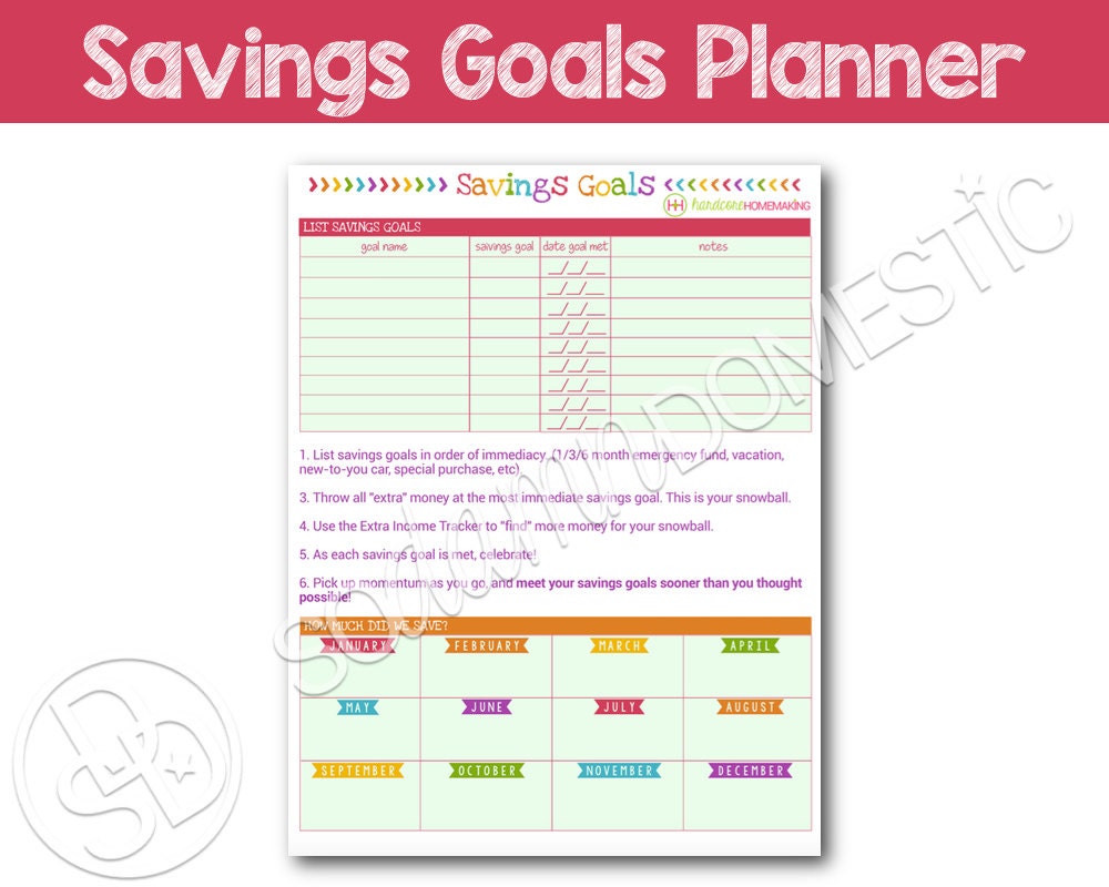 Savings Goals Printable Planner - Etsy