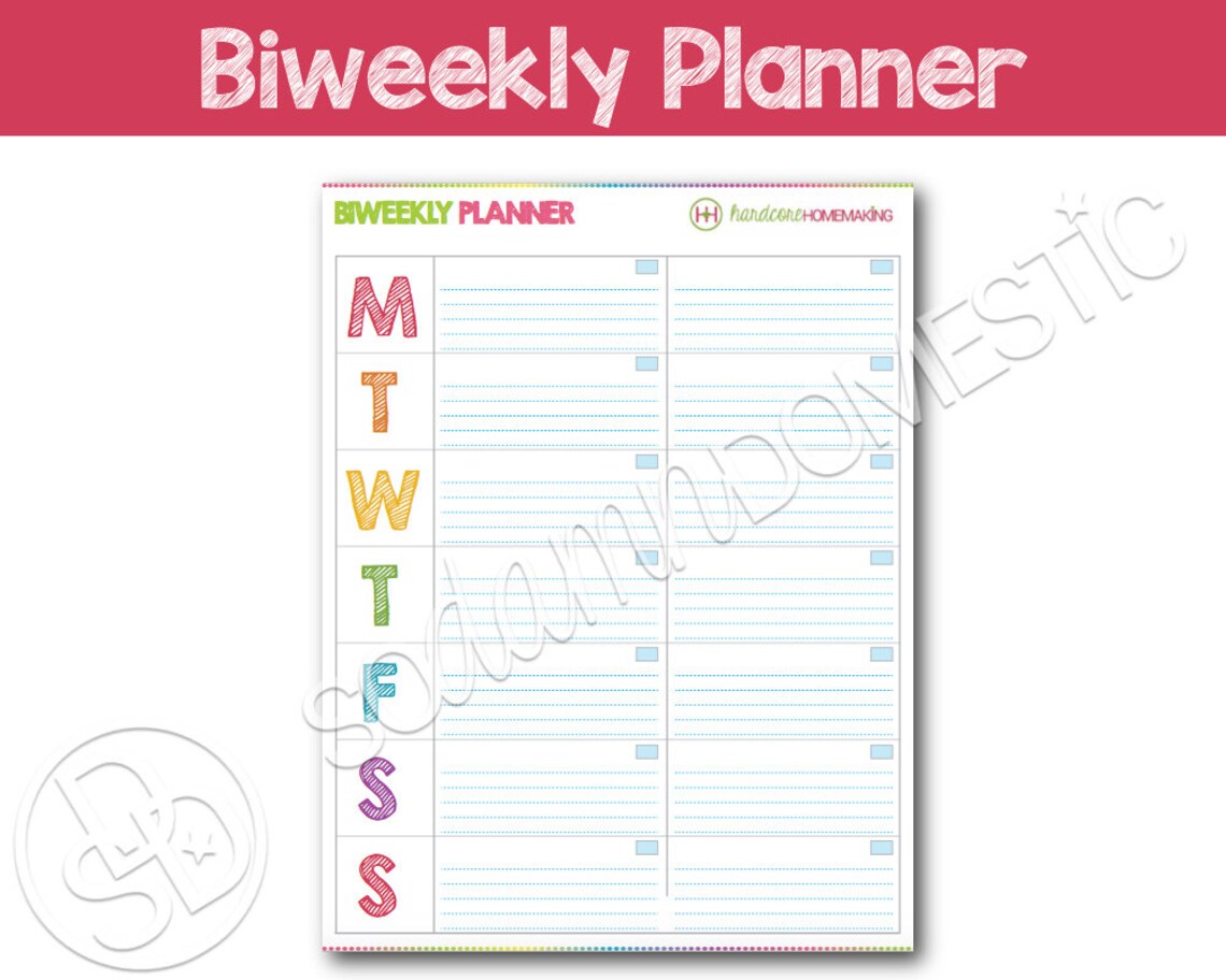 Bi-weekly Printable Planner Use as a to Do List Menu Plan - Etsy