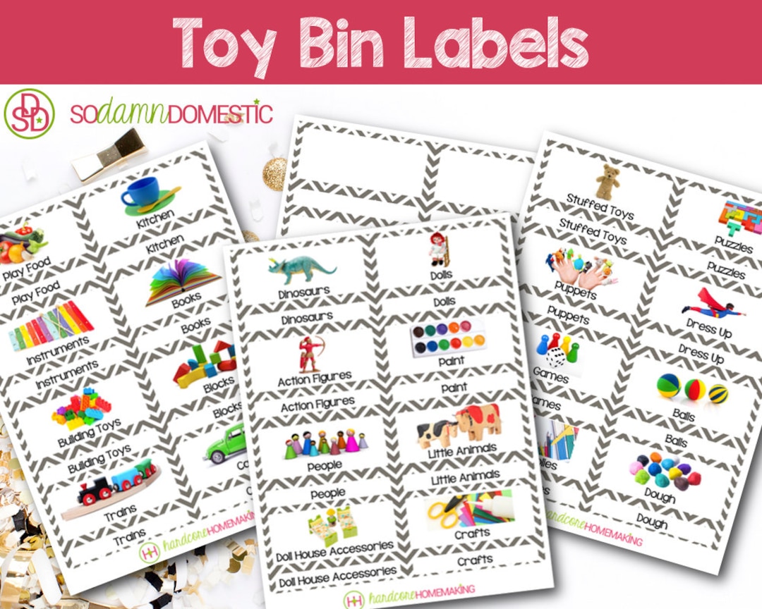 Toy Bin Labels gray Printable for Classroom or Playroom Etsy
