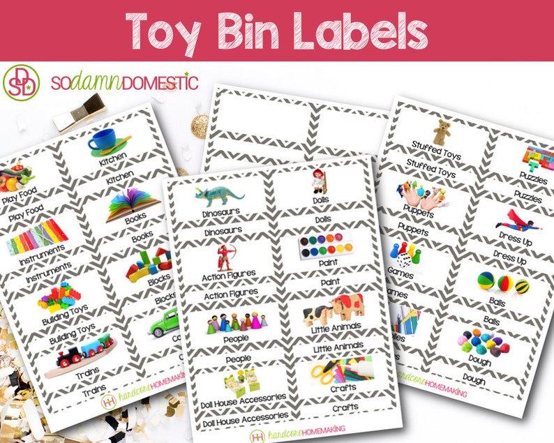 Toy Bin Labels gray Printable for Classroom or Playroom Etsy