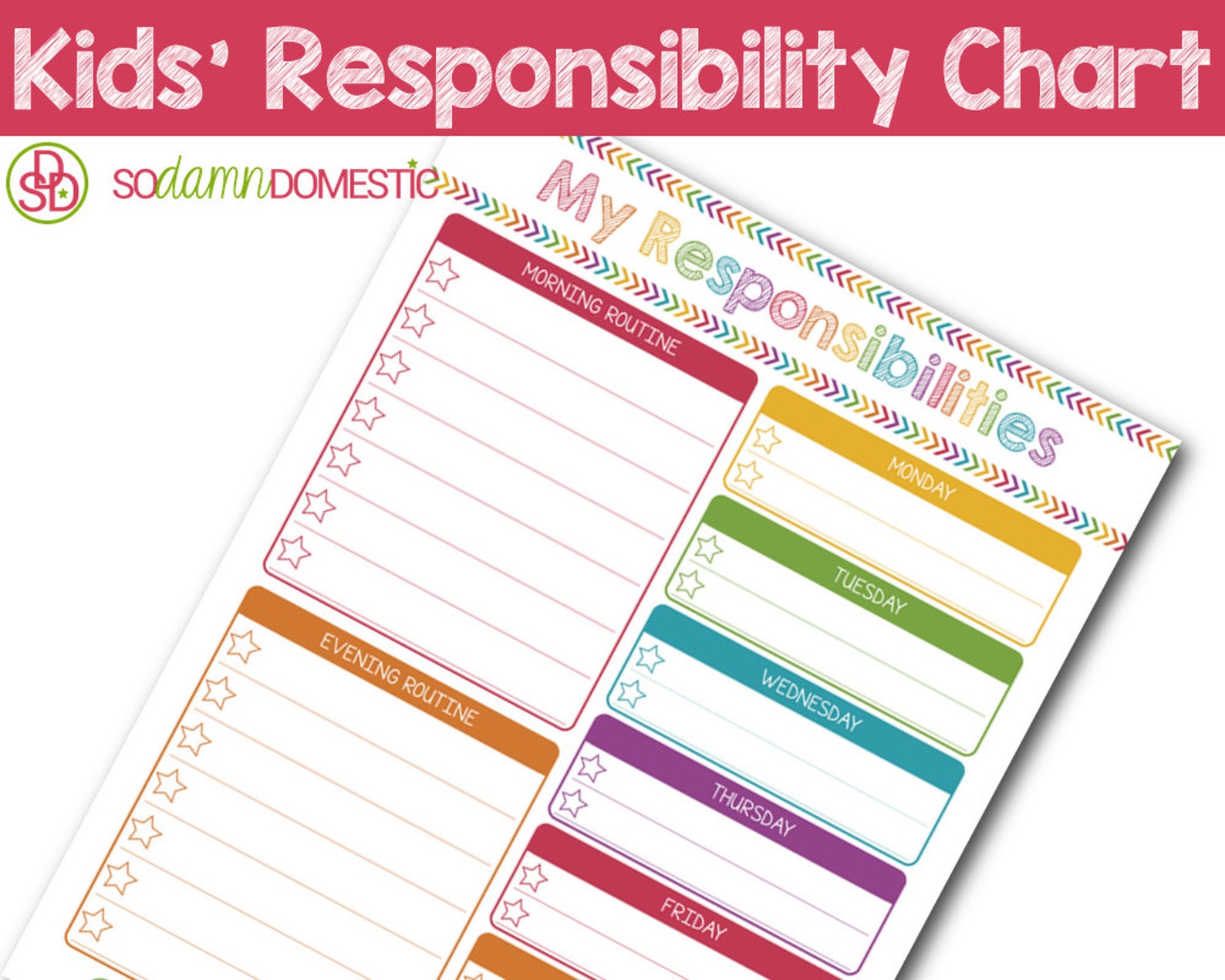 Kids' Responsibilities Chart - Editable / Fillable / Printable ...