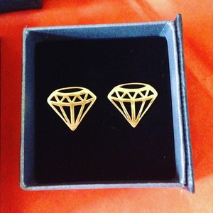 Gold Diamond Studs - 24 carat Gold Plated Solid Silver