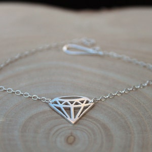 Geometric Diamond Bracelet in Solid Silver with handmade clasp