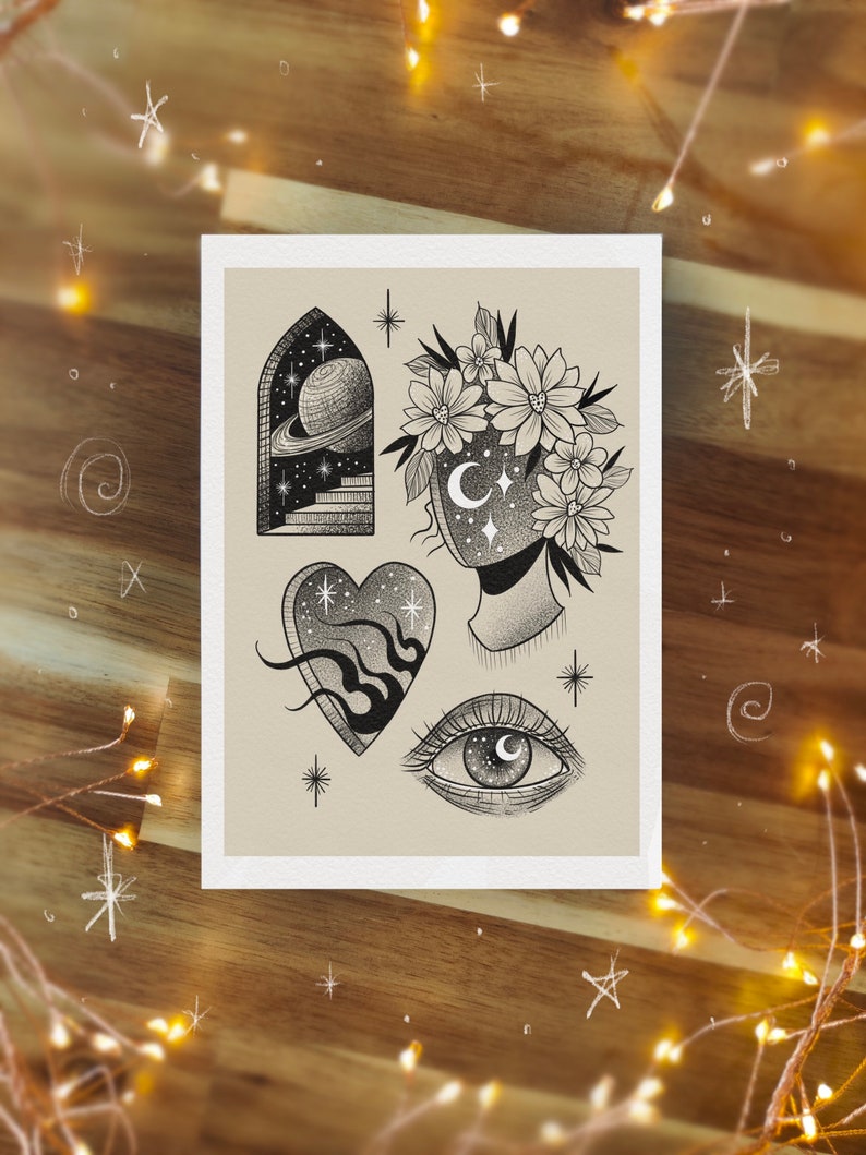 Open Doors Tattoo Flash Art Print A3/A4 Digital Art Print Etsy UK