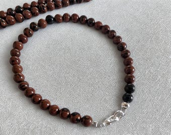 Obsidian Mahogany made in UK 7 inch or 71/2 inch snap clasp handmade bracelet