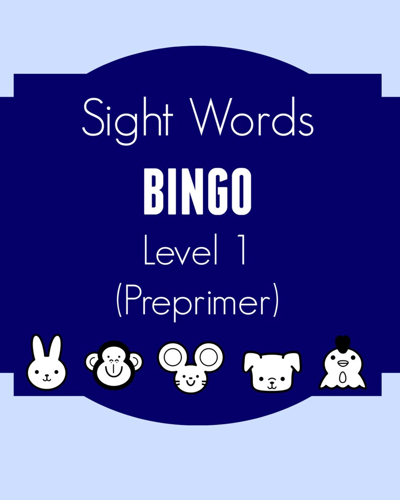 Sight Words Bingo / Preprimer / Dolch / Printable / Fun Bingo / for