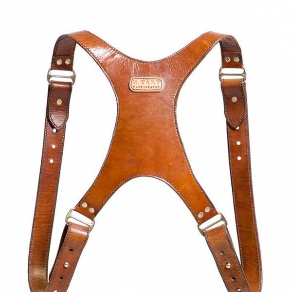 Deluxe Full Grain Leather Dual Camera Harness