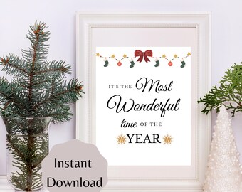 Christmas, December Art, Winter Art, Simple Christmas Art, Minimal Christmas Art, It's the most Wonderful time of the year, Christmas Time
