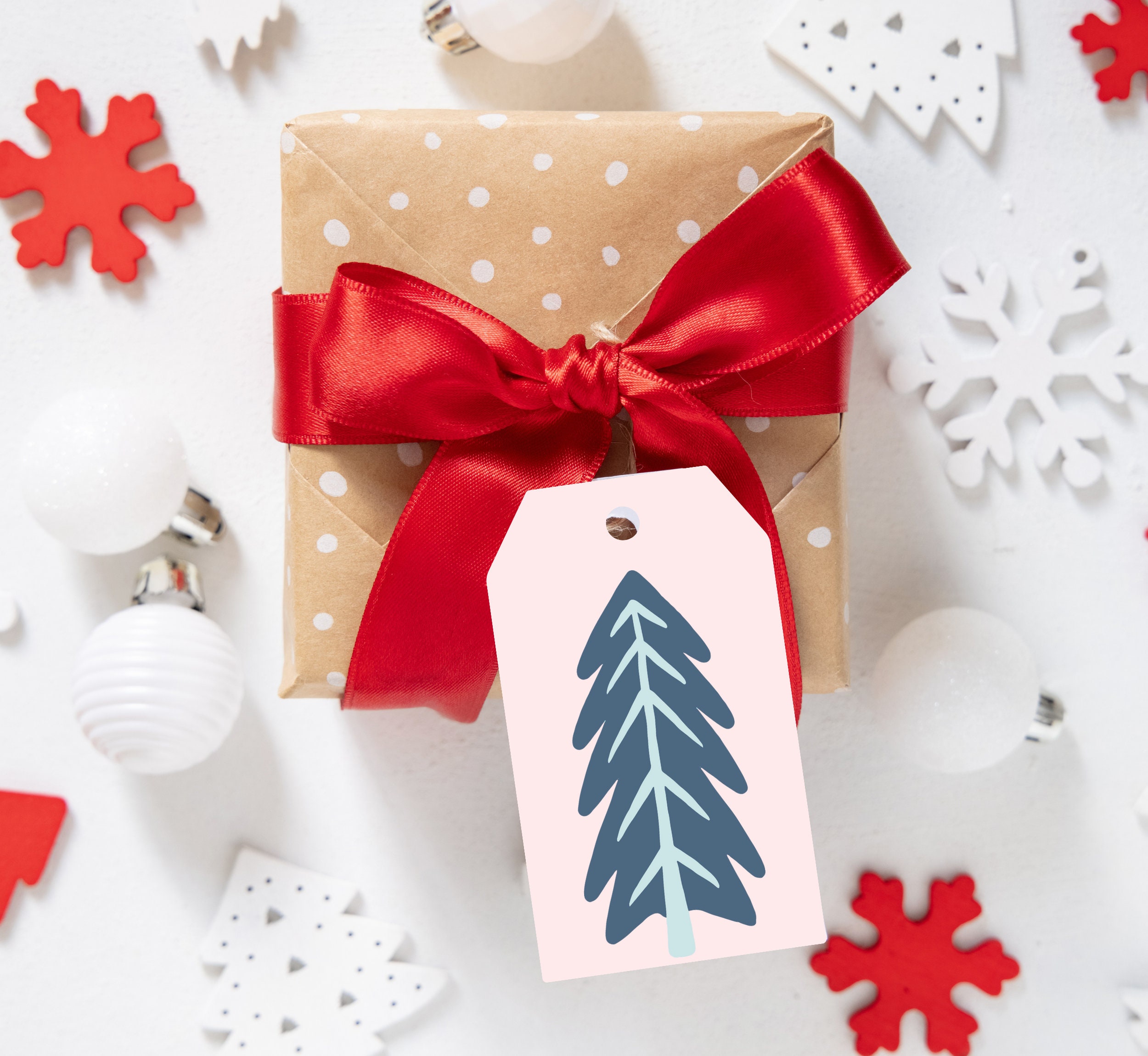Printable Christmas Tags, Retro Gift Tags Printable, Pink Christmas ...