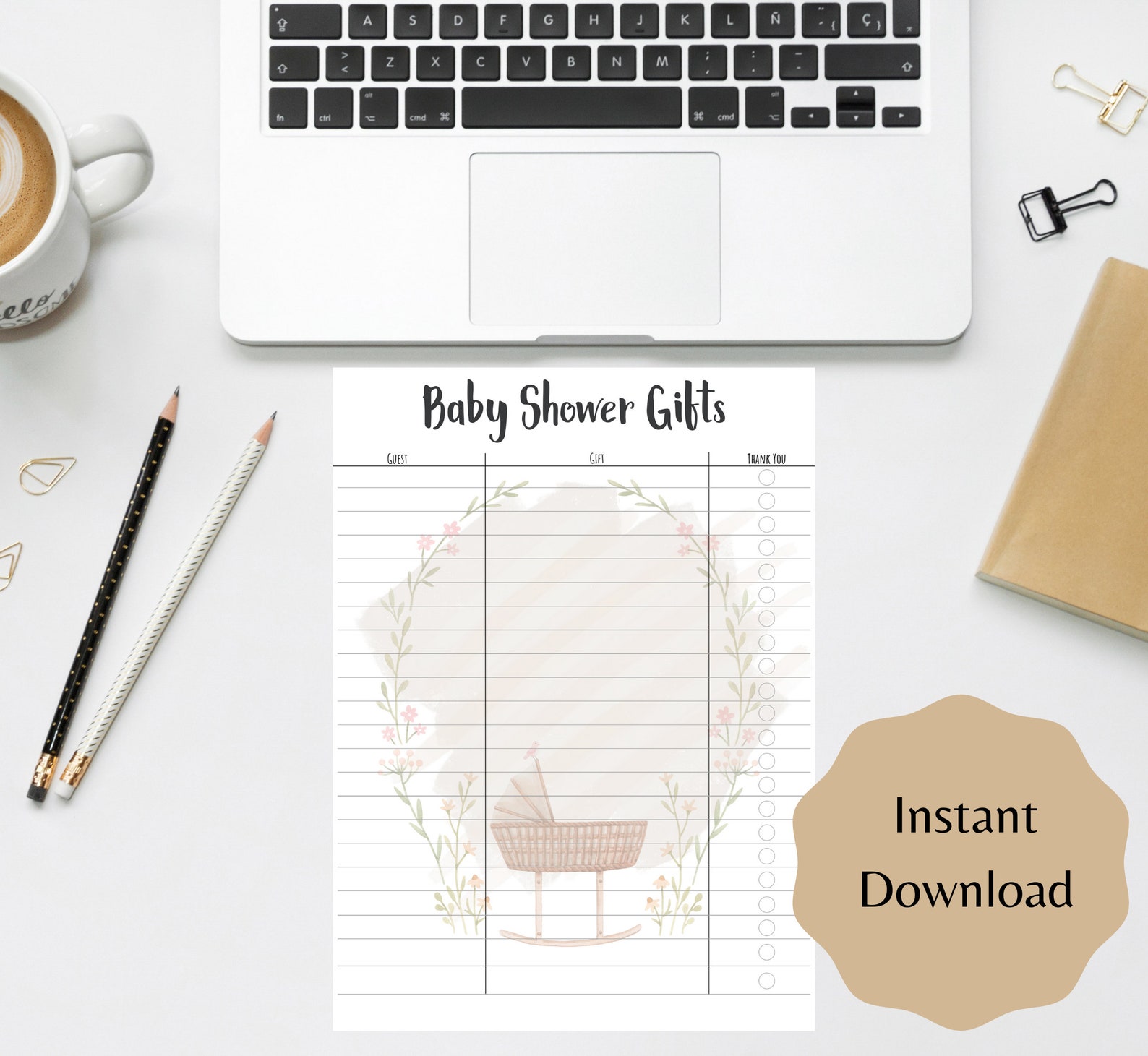 Printable Gift List, Baby Shower Gift List , Boho Baby Shower Gift List