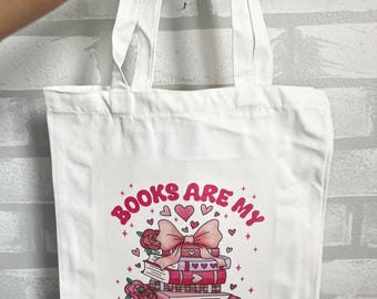 book lover tote bag, books are my love language, book lover gift,Tote bag, book club accessory, bookish aesthetic tote, Vday gift, Booklover