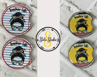 Car Coaster, Teacher Life Car Coaster, Car Accessories, Neoprene Coaster, Car Cup Coaster, Set of 2 Coaster, Teacher Gift, Gifts for her