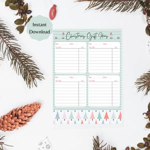 Printable Christmas List Ideas, Gift Ideas, Christmas Shopping List, Christmas Planner List, Printable Gift List Ideas, Gift Giving Planner