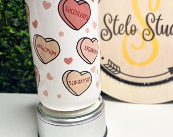 Plant Lover Gift, Valentine's Day gift for plant lovers, glass can cup, Garden lover gift idea, Valentine Hearts, Sweet Hearts, Plant Parent
