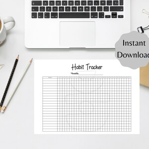 Digital Habit Tracker, Self Care, Habit Tracker Minimalist, Line Art Habit Tracker, Daily Habit Tracker, Habit Tracker Template, Goal Plan