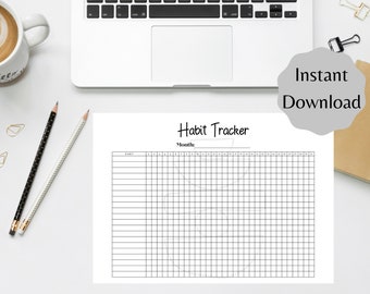 Digital Habit Tracker, Self Care, Habit Tracker Minimalist, Line Art Habit Tracker, Daily Habit Tracker, Habit Tracker Template, Goal Plan