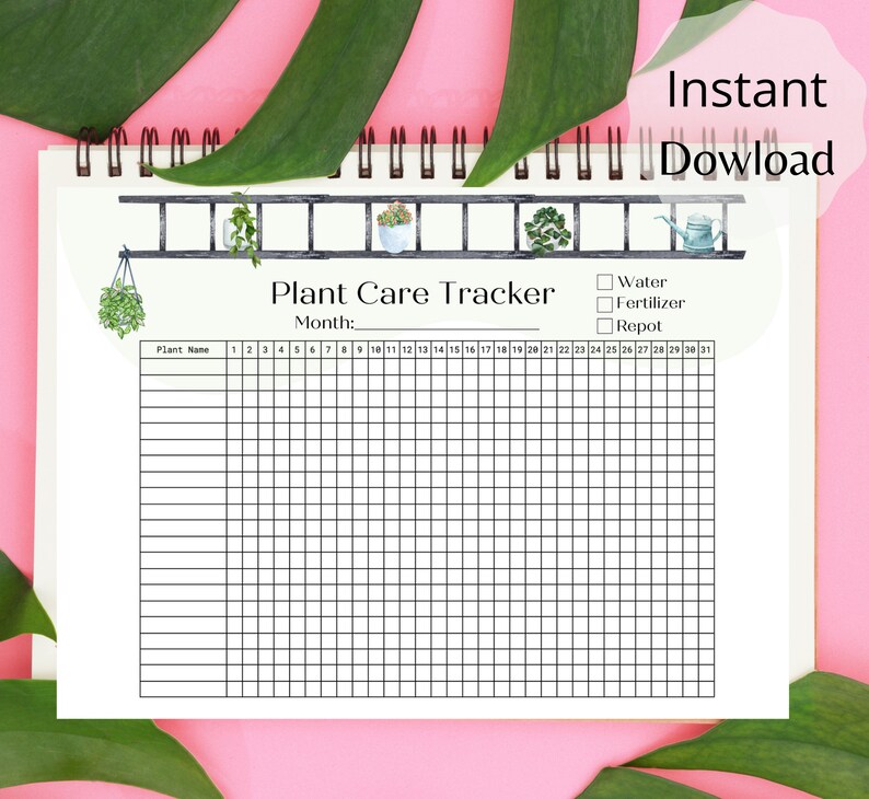 Printable Plant Tracker, Plant Care, Houseplant Tracker Minimalist, Plant Care Log, Plant Water Schedule, Digital Plant Care, Plant Schedule image 2