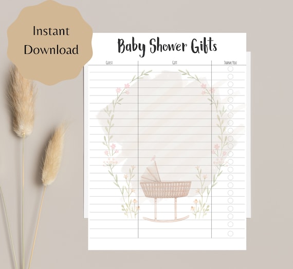 Printable Gift List Baby Shower Gift List Boho Baby Shower - Etsy