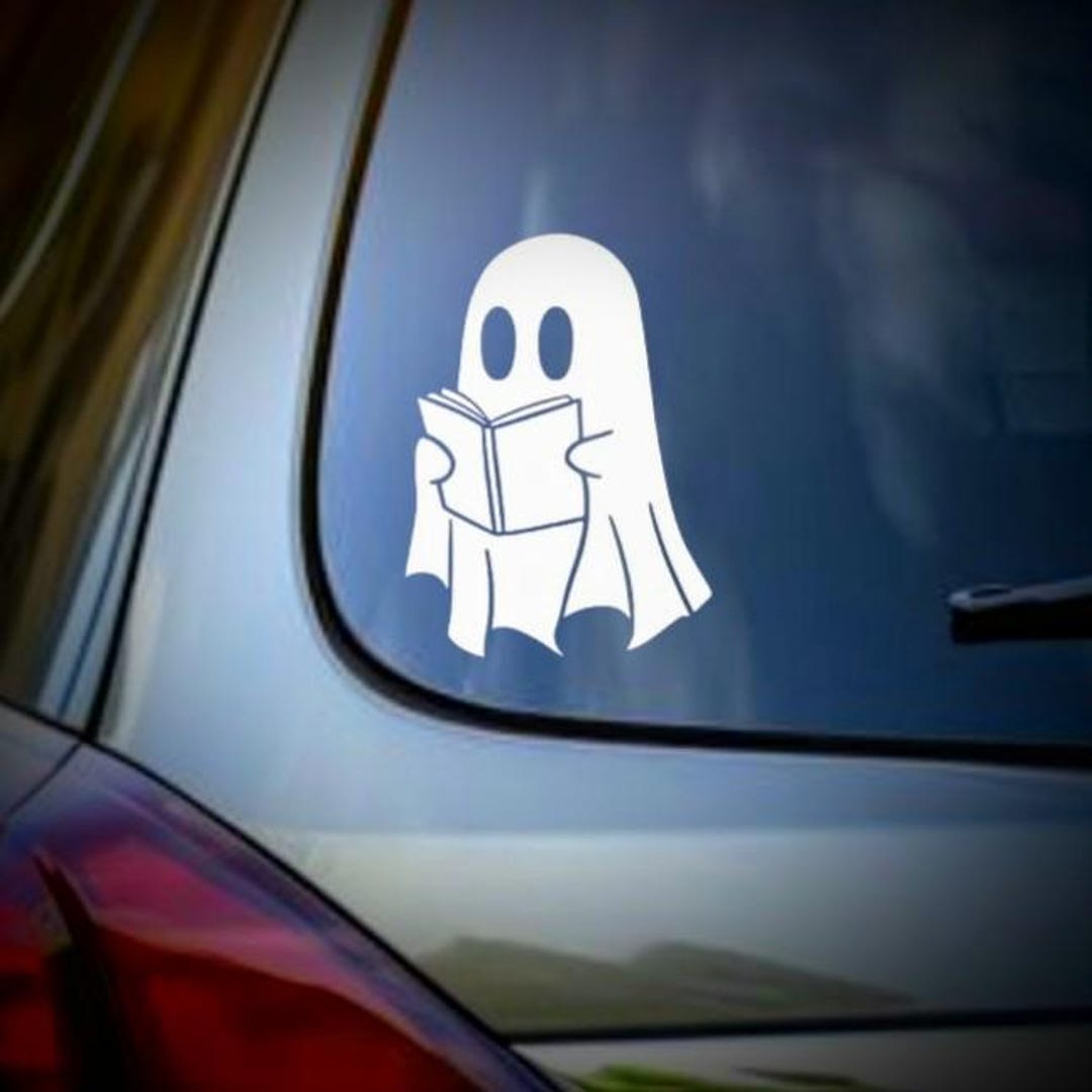 Booook Ghost Vinyl Decal - Outdoor or Indoor Use - Ghost Reading a Book ...