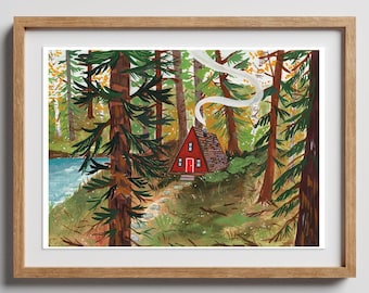 A-Frame Cabin Art Print