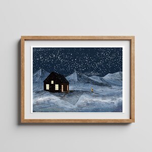 Snowy Cabin Art Print