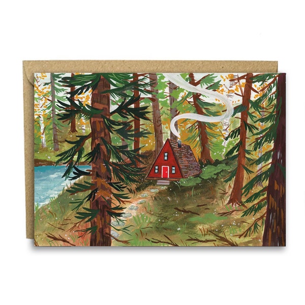 A-Frame Cabin in the Woods Card