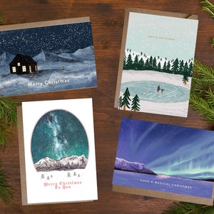 Ensemble de cartes de Noël scandinaves variées | Lot de 4 modèles